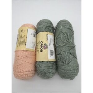 CARON Simply Soft Yarn Country Peach Woodland Heather Shades Lot of 3 New/1 Use‎